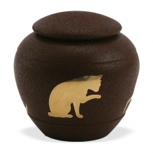 Sienna Silhouette Cat dieren urn met Poes in goudkleur
