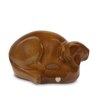 Skylos dieren urn bruin keramiek - Hond