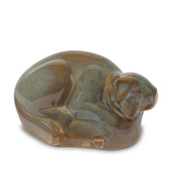 Skylos dieren urn bruingrijs keramiek - Hond