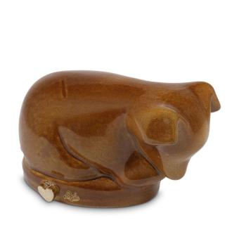 Skylos dieren urn bruin keramiek - Hond