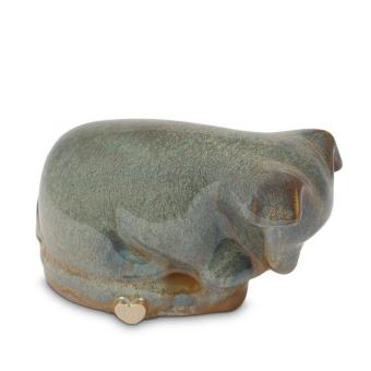 Skylos dieren urn bruingrijs keramiek - Hond