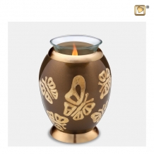 urn met kaarshouder en vlinders T543
