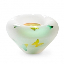 T-light urn Gold-Green met vlindertjes (45ml)
