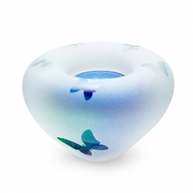 T-light urn Green-Blue met vlindertjes (45ml)