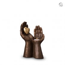 Keramiek urn met hartje en waxine: Gedragen Liefde (300ml)