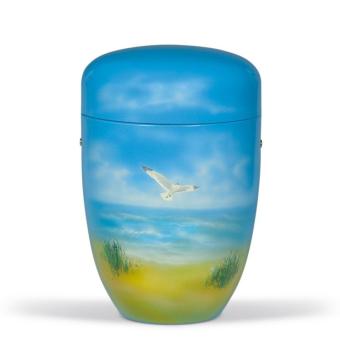 Urn blauw edelstaal: Zeemeeuw aan de kust (4000ml)