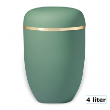Urn edelstaal Olijf-Groen met gouden band (4000ml)