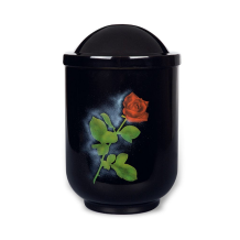 Urn in zwart edelstaal met roos (4000ml)