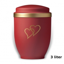 Urn Rood met dubbel Hart in goudkleur (3000ml)