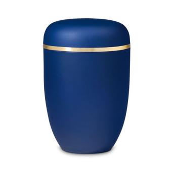 Urn in Royal-Blue edelstaal met goudband