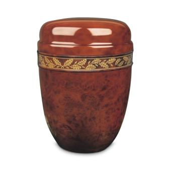 urn in bordeauxrood met eikenblad