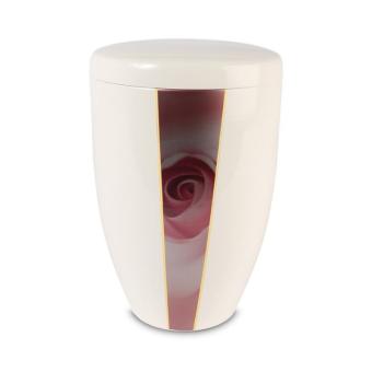 urn in creme-wit edelstaal: Roos