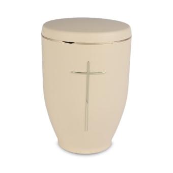 Urn in Ecru edelstaal met kruis