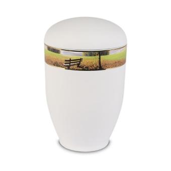 urn in mat-wit edelstaal: Park + bankje