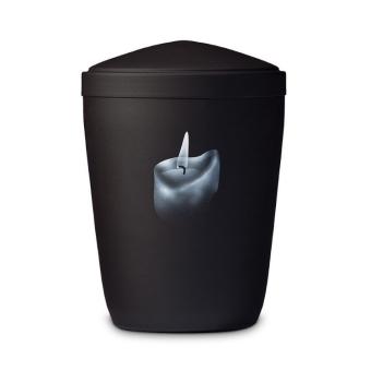Urn in matzwart edelstaal met brandend kaarsje (3000ml)