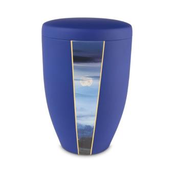 urn in saffierblauw edelstaal: Ochtenddauw