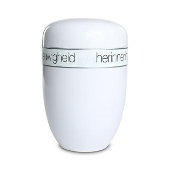 Urn van edelstaal met tekstband