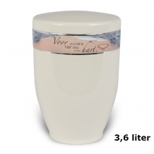 Urn in Crème-Wit edelstaal met tekstband (3600ml)