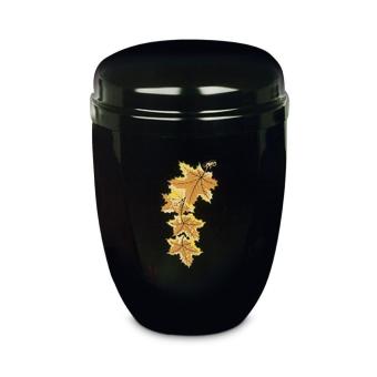 Urn in Zwart edelstaal met Essenblad