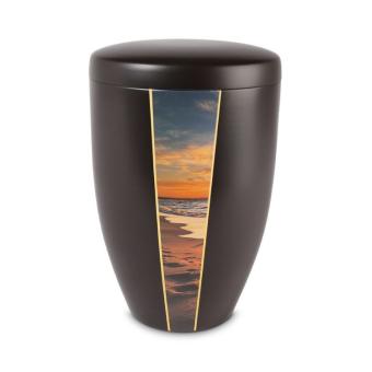 Urn in Zwart edelstaal met Avondstrand