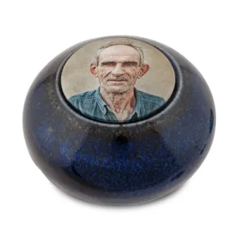 keramiek urn met foto op deksel