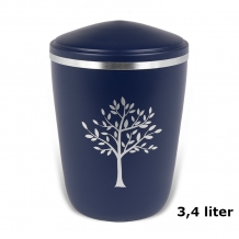 Urn van edelstaal met zilverkleurband en boom (3400ml)
