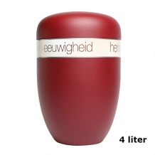 Urn in rood edelstaal met tekstband (4000ml)