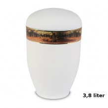 Urn in Mat-Wit edelstaal met Bos decorlint (3500ml)