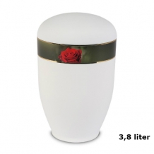Urn in Mat-Wit edelstaal met Roos decorlint (3500ml)