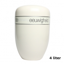 Urn in wit edelstaal met tekstband Eeuwigheid(4000ml)