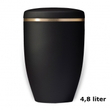 Urn van edelstaal Zwart met goudkleurband (4800ml)
