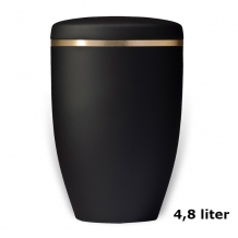 Urn zwart van edelstaal met goudkleur band (4800ml)
