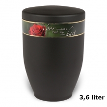 Urn in zwart edelstaal Roos + tekstband (3600ml)