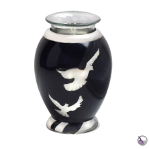 Mini urn met kaarshouder en vogels in zilverkleur