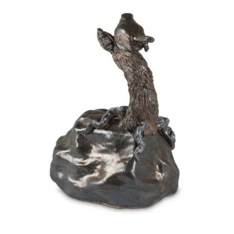 Roodborst urn van keramiek