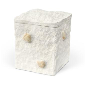 Zee urn kleur wit van kalk met schelpen decoratie