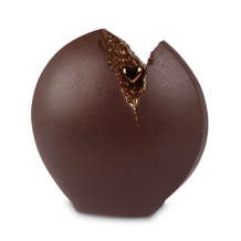 Urn in bruin keramiek met gouden barst + hartje (3700ml)