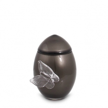 Mini urn van glas met transparante vlinder: Antraciet (300ml)