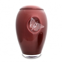 Urn van glas met transparante vlinder: Burgundy (3500ml)