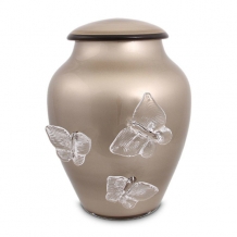 Urn van glas met transparante vlinders: Cappuccino (3500ml)