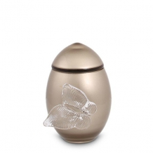 Mini urn van glas met transparante vlinder: Cappuccino (300ml)
