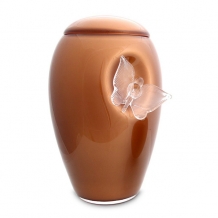 Urn van glas met transparante vlinder: Rusty Brown (3500ml)