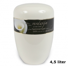urn van edelstaal Crème-Wit met tekstband (4500ml)