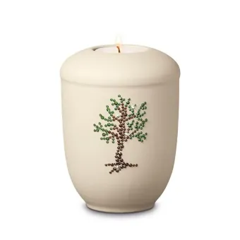 keramiek urn met waxine + Swarovski