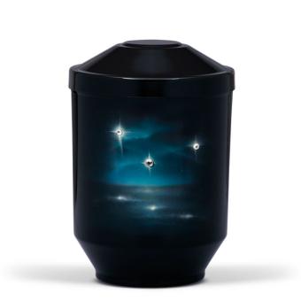 Urn zwart edelstaal: Sterrennacht + Swarovski (4000ml)