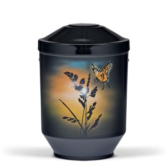 Urn zwart edelstaal: Vlinders (4000ml)
