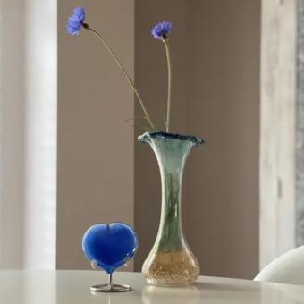 Bloemenvaas met askamer Turquoise-Beige