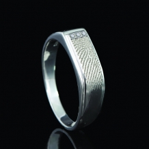 Ring in Sterling zilver + vingerafdruk + 3x zirkonia