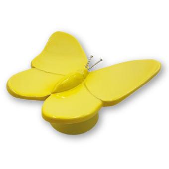 Vlinder mini urn in geel keramiek