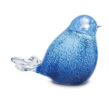 Vogel mini-urn van kristalglas: blauw/wit in nieuw design